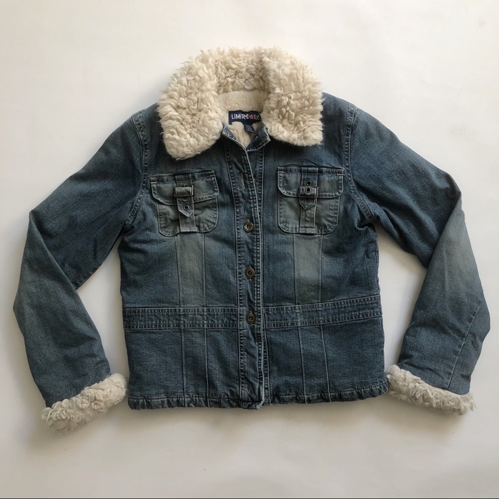 Y2K Vintage Faux Fur Collared Jean Jacket